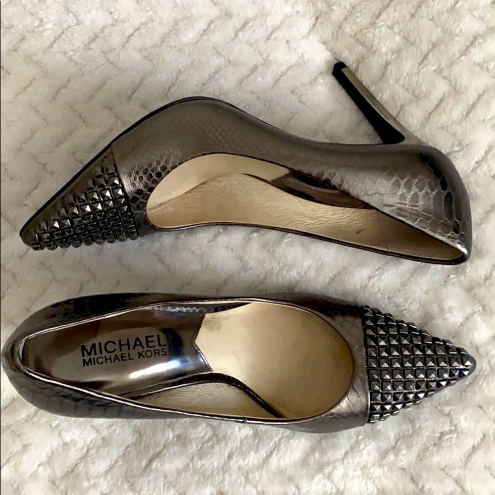 Michael Kors Studded Snakeskin Stilleto Pumps